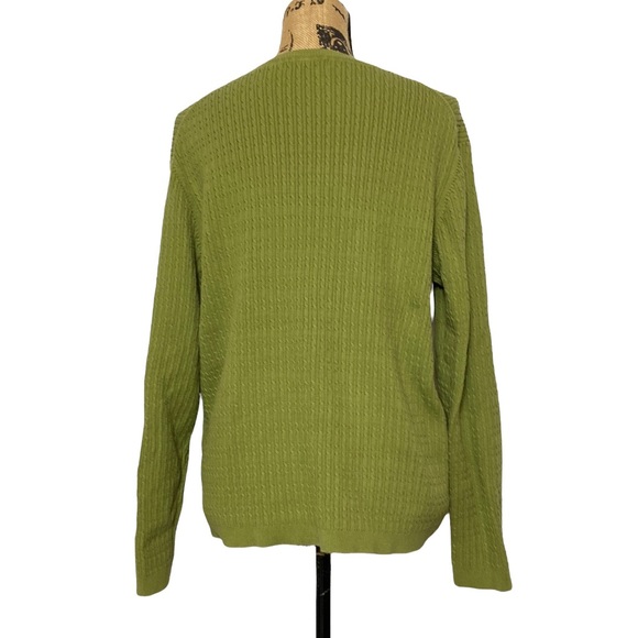Liz Claiborne Green Striped V-Neck Long Sleeve Sweater 1X - Picture 4 of 10